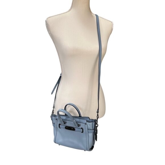 Coach NWOT Swagger Top Handle Crossbody Pebbled Leather Cloud Blue - Picture 2 of 16